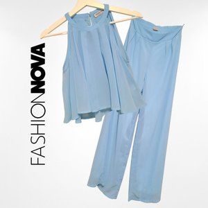 Fashion Nova 2-Piece Sheer Set - Powder Blue - Small